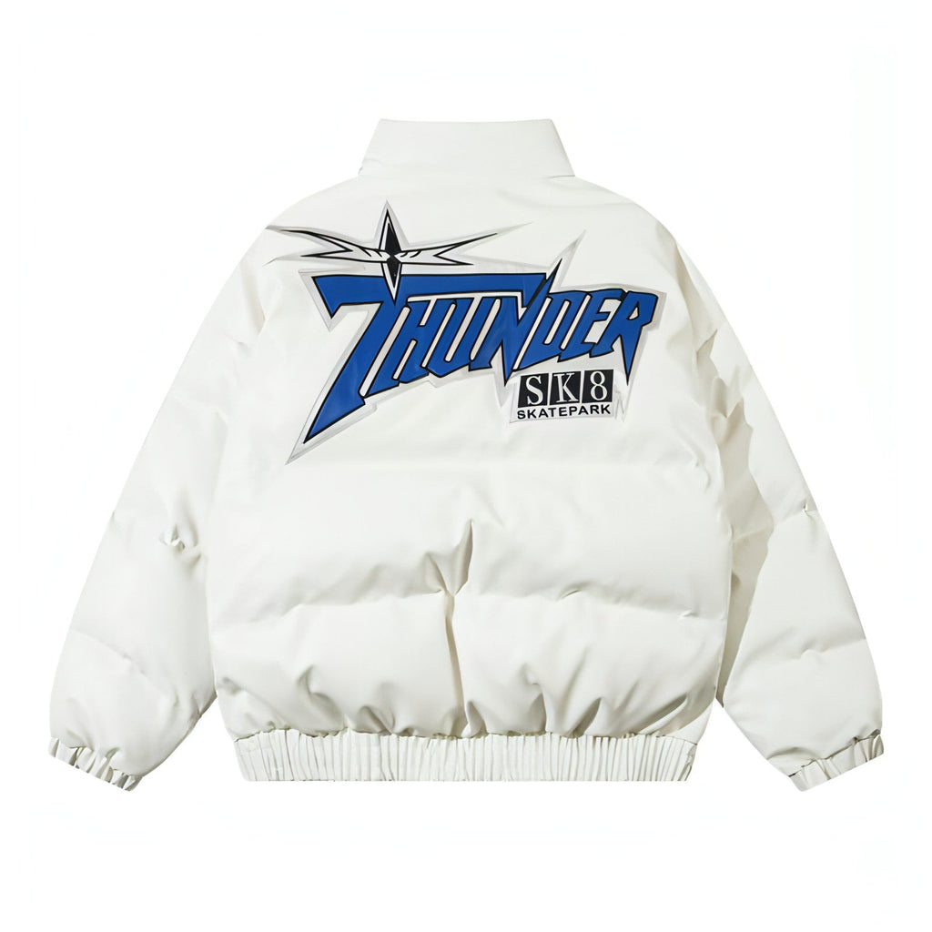 Men’s Retro Embroidered Puffer Jacket – Streetwear Style