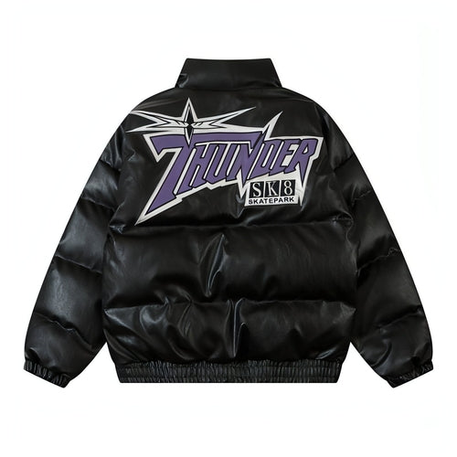 Men’s Retro Embroidered Puffer Jacket – Streetwear Style