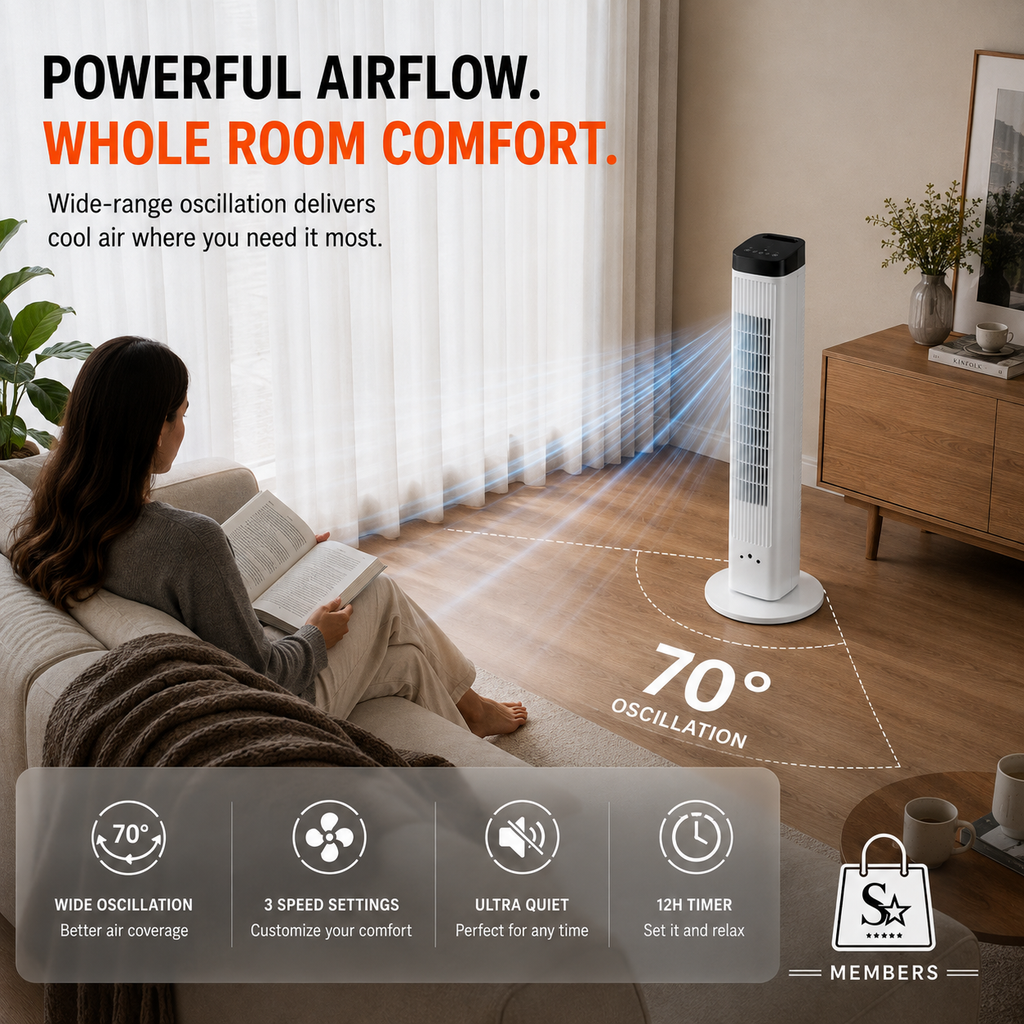 Smart Quiet Tower Fan