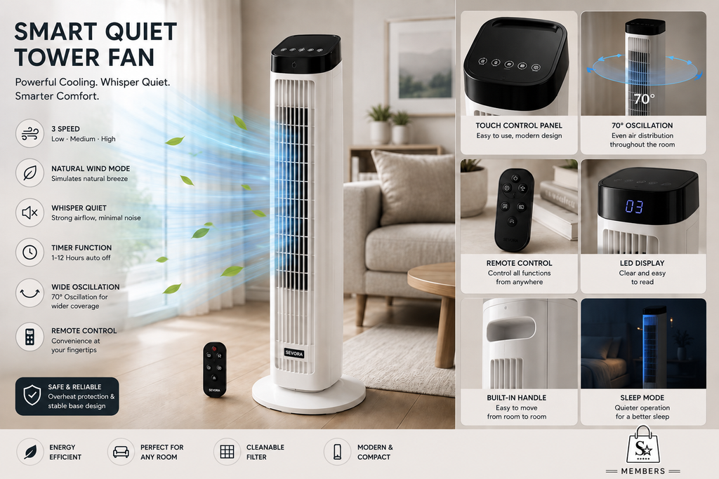 Smart Quiet Tower Fan