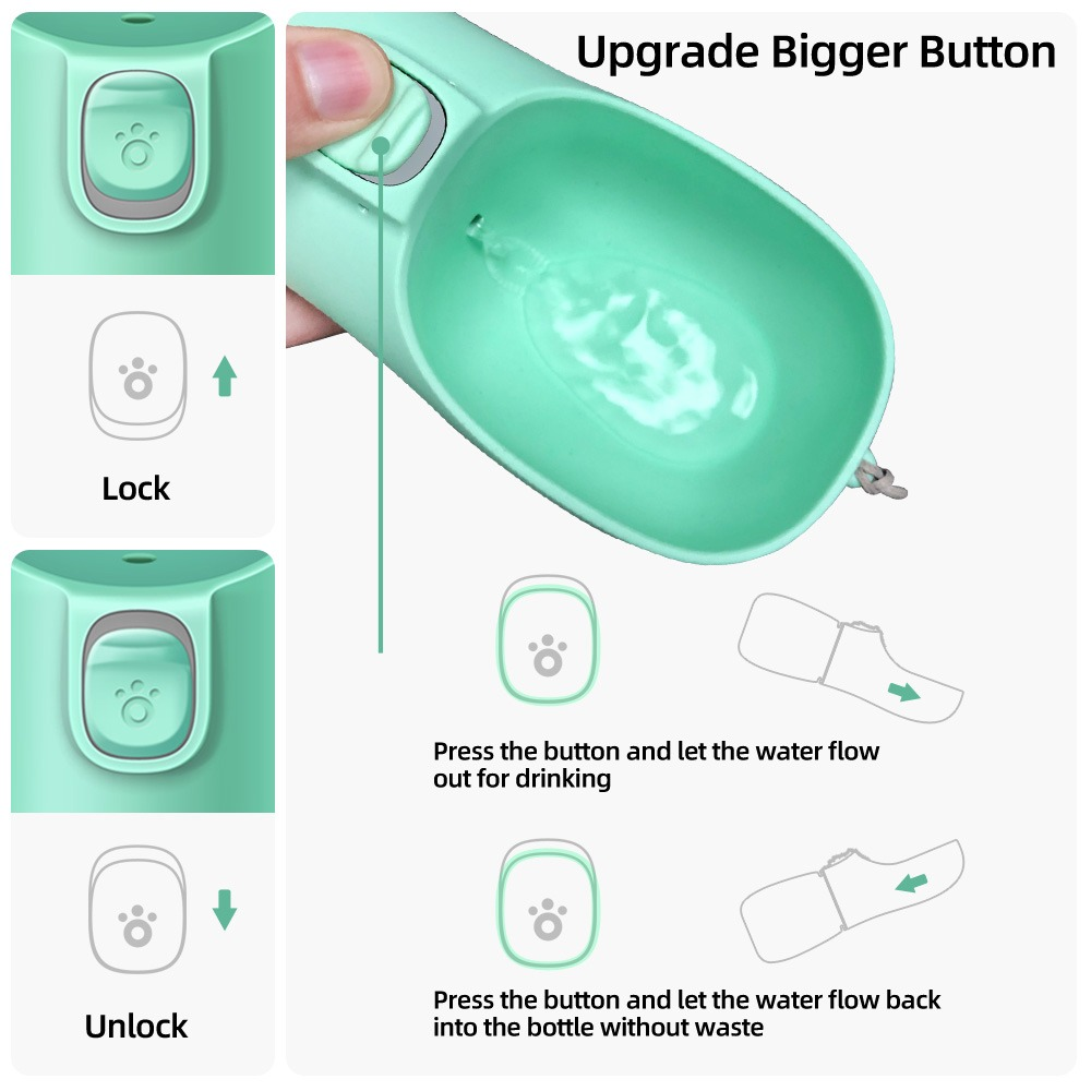 Portable Dog Water Bottle – One-Touch Travel Dispenser