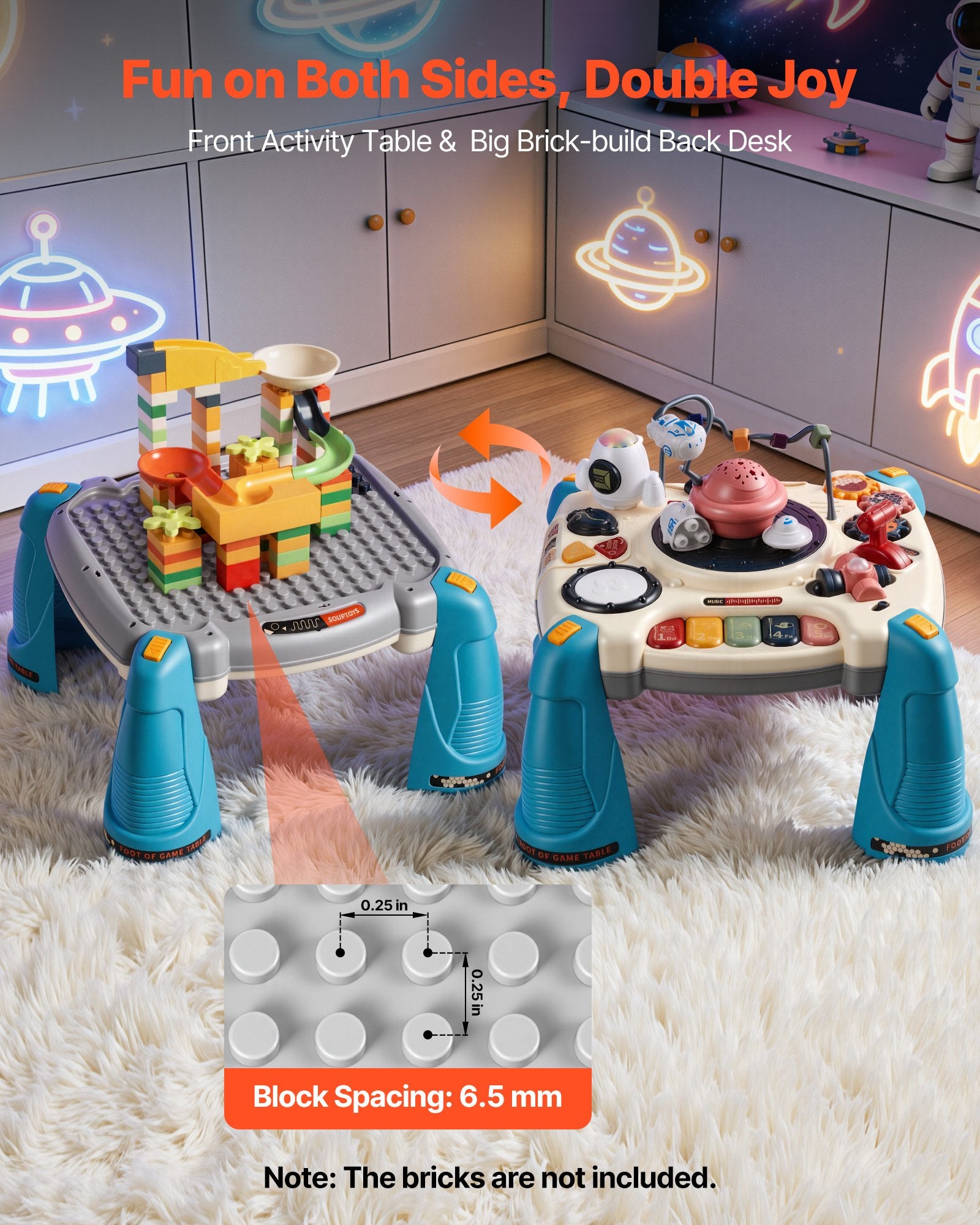 Baby Spacecraft Musical Table Toys for 1-3 Years Old, Learning